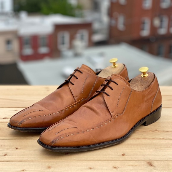 Mezlan Men\'s Calf Brown Leather Derby‎ Lace Up Shoes Style 12644 Size 11.5 M